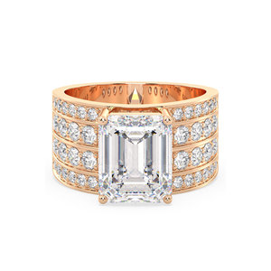Anillos de diamantes cultivados en laboratorio con certificado REYES IGI en oro rosa de 14 quilates con baño de rodio, regalo de boda, joyería fina para mujer - Product Image 2