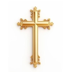 Croix d'église en laiton de luxe avec un artisanat détaillé, décoration religieuse chrétienne murale pour les espaces de prière - Product Image 6