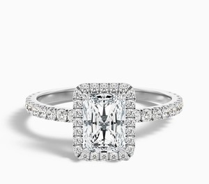 Radiant Cut Moissanite Engagement <b>Ring</b> 925 Sterling Silver 14K Gold Plated <b>Dainty</b> Hidden Halo Promise Wedding Party <b>Ring</b> - Product Image 1