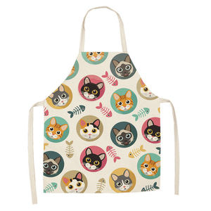 Cute Cartoon Cat Printed Cotton Linen <b>Kitchen</b> <b>Apron</b> Sleeveless Cooking <b>Apron</b> for Men Women Home Cleaning - Product Image 4