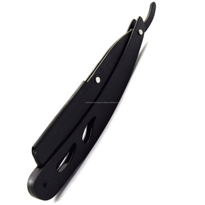 Navaja Plegable Negra WPS con Hoja de Acero Inoxidable, Mango de Plástico Largo, Herramienta Profesional para Cortar el Cabello - Product Image 3