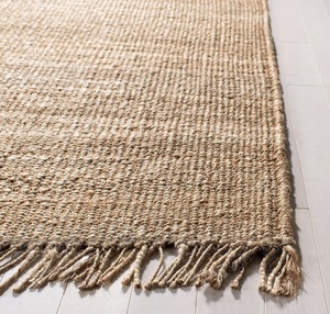Handwoven Natural Jute Solid Color Flat Pile <b>Rug</b> with Fringe Eco-Friendly <b>Boho</b> Area Carpet - Product Image 4