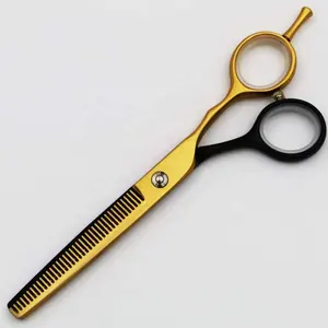双色理发剪最畅销金色和黑色头发稀疏剪刀