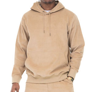 Sudadera con Capucha de Punto Beige para Hombre, Corte Regular, Color Sólido, Estilo Casual para Otoño - Product Image 1
