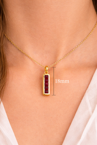 Colgante de Barra Cuadrada de Granate en Plata de Ley 925 Bañada en Oro, Collar Vertical para Mujer, Regalo de Piedra de Nacimiento - Product Image 4