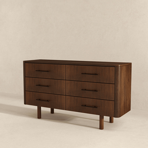 Cassettiera Logan in Noce Stile Mid-Century Modern con 6 Cassetti - Product Image 2