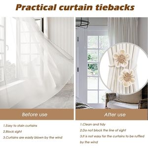 Set di 2 Eleganti Fermacurtain Fai-da-Te in Corda, Decorazioni Boho a Forma di Girasole per Tende, Accessori per l'Arredamento della Tua Casa - Product Image 4