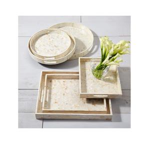 Bandeja de almacenamiento de nácar, organizador cuadrado y redondo decorativo para decoración de interiores - Product Image 1