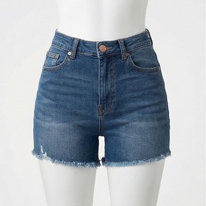 Shorts en jean décontractés pour hommes, coupe classique, taille haute, respirants, délavage clair, été/hiver, avec logo personnalisé - Product Image 1
