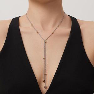 Nouveau design Collier en Y en acier inoxydable avec pampille en zircon cubique longue et lourde Vente en gros - Product Image 2