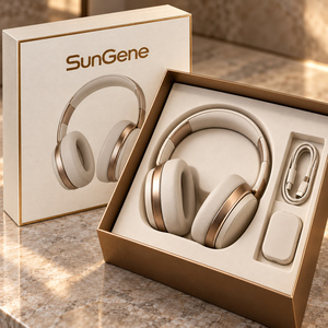 กล่องบรรจุภัณฑ์หูฟังไร้สาย SunGene Cream Bronze Telescope Box สำหรับขายปลีก - Product Image 4