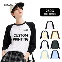 T-shirts à manches longues raglan de haute qualité 260g, vêtements de créateur d'automne, 100% coton, logo personnalisé, écologiques, séchage rapide, unisexe