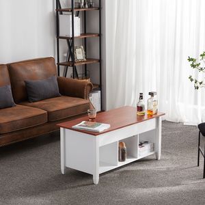 Tavolino da Caffè Moderno con Piano Sollevabile e Vano Nascosto, Arredamento Marrone e Bianco con Elegante Funzione di Sollevamento del Piano - Product Image 2