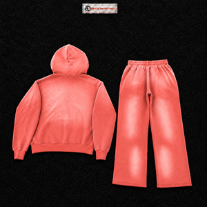 Conjunto Deportivo de Dos Piezas con Sudadera con Cremallera Completa Rosa Coral para Hombre, Logotipo Personalizado, Ropa Deportiva Informal para Correr, Conjunto Deportivo a Juego, Venta al Por Mayor - Product Image 6