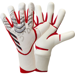 Gants de gardien de but de football blancs avec bordure rouge, en latex intégral antidérapant et respirant, unisexe - Product Image 5