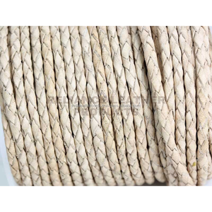 Cordón de Cuero Trenzado Redondo de 3 mm con Acabado Liso Natural para Bisutería y Suministros de Manualidades de Moda, Fácil de Manejar - Product Image 2