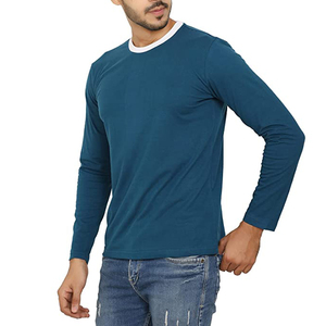 Camiseta de hombre azul con cuello redondo, manga corta, ajustada, informal, de color sólido, diseño liso, camiseta azul para hombre, ajustada, con cuello redondo. - Product Image 5