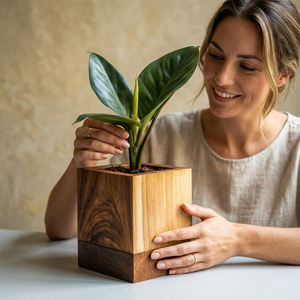 Handcrafted Modern Luxury Wooden Wall <b>Vase</b> for Shelf Styling Decor Bamboo & Wood by Handmade Collection - Product Image 1