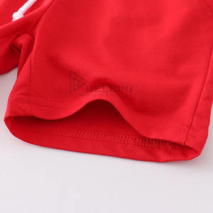 กางเกงขาสั้นลำลองผู้ชายสีแดงแบบสั่งทำพิเศษ เนื้อผ้าถักระบายอากาศได้ดี เป็นมิตรกับสิ่งแวดล้อม เอวยางยืด ผ้าฝ้ายฟลีซ 100% ความยาวระดับเข่า - Product Image 6