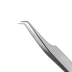Pince à épiler professionnelle en acier inoxydable à 45 degrés pour extensions de cils, pointe fine courbée pour une isolation précise des cils, préhension et placement. - Product Image 3