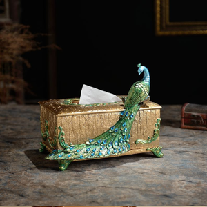 Porte-mouchoirs en bronze de style vintage avec des sculptures d'éléphants complexes, pour une décoration intérieure coordonnée, disponible à prix de gros - Product Image 4