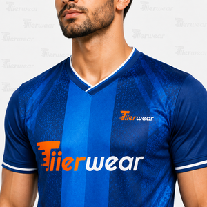 Maillot de football professionnel d'entraînement respirant à séchage rapide, col en V, manches courtes, uniforme d'équipe, nom d'équipe personnalisé, design épuré - Product Image 5