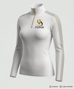 Camiseta Térmica Deportiva de Manga Larga para Mujer, Blanca, con Cierre de Cremallera, Ajustada, para Correr, Hacer Ejercicio y Actividades al Aire Libre - Product Image 4