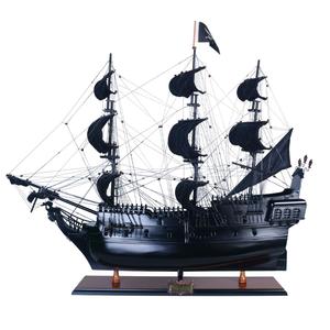 Modèle de bateau pirate en bois de cèdre peint à la main, 80 cm, décoration d'intérieur, décoration côtière, décoration de table, artisanat vietnamien OMH - Product Image 1