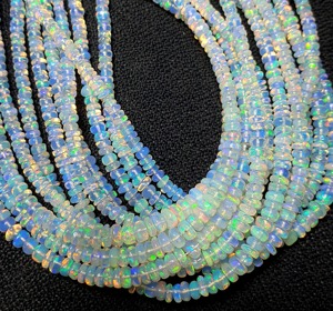 Perles Rondelles Lisses en Opale Éthiopienne Éclatante 3,5-5 MM, Perles d'Opale de Feu Welo 16 Pouces, Fil de Perles d'Opale Éthiopienne pour la Fabrication de Bijoux - Product Image 3