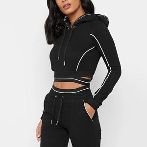 Ensemble de survêtement pour femme en velours brodé personnalisé, sweat à capuche et pantalon de jogging 2026 - Product Image 5