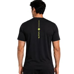T-shirt de sport pour homme noir et vert fluo, séchage rapide, athlétique, pour la gym, la course et l'entraînement, personnalisable - Product Image 2