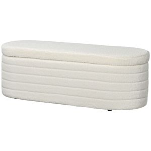 Panca Moderna per Camera da Letto 46 Pollici, Bianco Crema, Rivestita in Pile Teddy, con Cuscino Spesso Imbottito e Struttura in Legno - Product Image 1