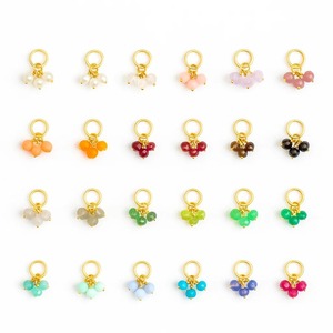 Gold Plated Peridot Gemstone Bead Charms 3 Bead Cluster Pendants for Jewelry Making, Handmade Birthstone Charms - Product Image 2