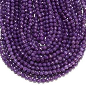 Perles de jade violet naturel rondes facettées, pierres précieuses en vrac pour la fabrication de bijoux, certifiées IGI, Rajasthan ZUBEDA GEMS JEWELRY - Product Image 3
