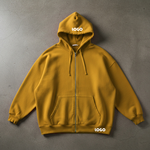 Sweat à capuche zippé surdimensionné pour homme, logo personnalisé de haute qualité, broderie numérique, coton 420 GSM, poids lourd, grandes tailles - Product Image 4