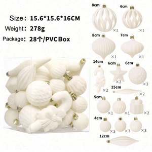 Nouvelle Arrivée Design Luxe Pack de 28 Boules de Noël Floquées en Velours pour Décoration - Product Image 4