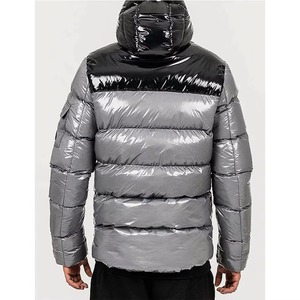 Men's Puffer Down <b>Jacket</b> Stand Custom Hooded <b>Waterproof</b> Windproof Designer Coat Puff <b>Padded</b> Fabric Winter Shiny Puffer <b>Jacket</b> - Product Image 5