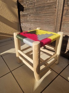 Handwoven Bamboo Cane <b>Stool</b> Traditional Charpai Design Eco-Friendly Wooden Base Ottoman Rustic Wicker Seat Indoor Outdoor used - Product Image 2