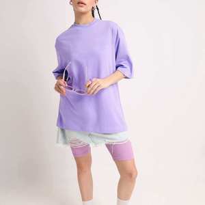 Camiseta morada de gran tamaño para mujer, corte holgado, informal, de verano, suave, transpirable, básica, a la moda - Product Image 3