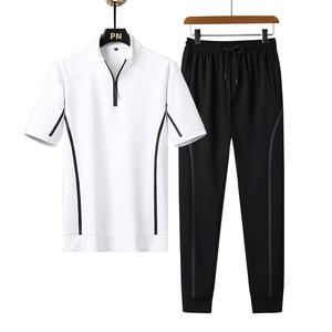 Men's Orange Solid 2-in-1 Loose Fit Half-<b>Zip</b> Stand Collar Casual Sportswear Set Winter Wear Breathable Polyester/Nylon Fabric - Product Image 5