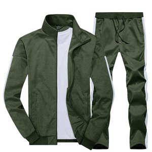 Conjunto Deportivo Verde Oliva para Hombre al por Mayor, Sudadera con Cierre Completo y Cuello Alto, con Bolsillos Laterales y Pantalones con Cordón Ajustable, Estilo Casual para Otoño - Product Image 2