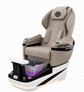 Fauteuil de pédicure en bois inclinable avec siège réglable, système de jets sans tuyau, massage LED 7 couleurs, chaleur, spa, mobilier de salon, garantie 5 ans - Product Image 1