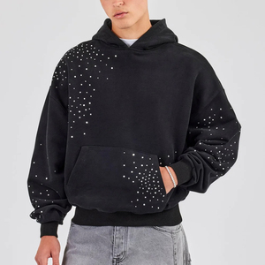Sweat à capuche en polaire d'hiver personnalisé avec strass à dégradé complet, style streetwear, coupe régulière, pull-over, sweat à capuche avec strass - Product Image 5