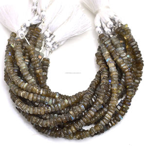 ลูกปัดลาบราดอไรต์ธรรมชาติทรงแฟนซี ขนาด 8 นิ้ว คุณภาพพรีเมียม ขัดเงา ขนาด 6x5 มม.-7x6 มม. รูปทรงพิเศษ ผลิตโดยบุคคลที่สาม - Product Image 1