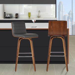 Velmora Arc Bar <b>Stool</b> Solid Teak Wood Frame - Product Image 1