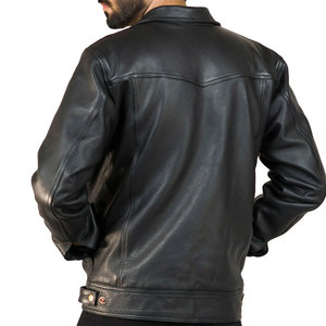 Econex Sports Men's <b>Slim</b> <b>Fit</b> PU Leather Bomber <b>Jacket</b> Breathable Turn-down Collar Zipper Closure Solid Color Casual - Product Image 4