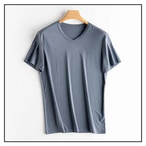 T-shirt en tricot à manches courtes et col en V pour homme, coupe classique, couleur unie, haut décontracté - Product Image 6