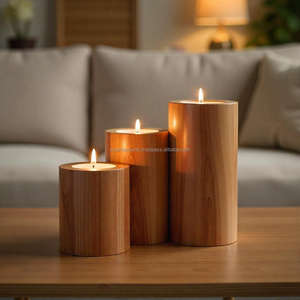 Elegant Cylindrical Acacia Wood <b>Candle</b> Holder <b>Set</b> Handcrafted Rustic Decor for Living Room Meditation Corners and Events - Product Image 4