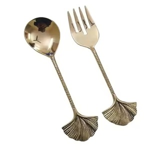 Contemporary Look Metal Salad Server Set Stainless Steel Salad Serving Spoon Fork <b>Kitchen</b> Dining <b>Table</b> Use - Product Image 3
