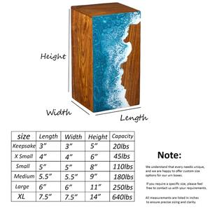Urna Funeraria Artesanal de Madera de Palisandro con Arte de Resina Ola Oceánica - Product Image 3